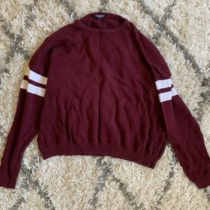 Brandy Melville Maroon Sweater with Arm Stripes